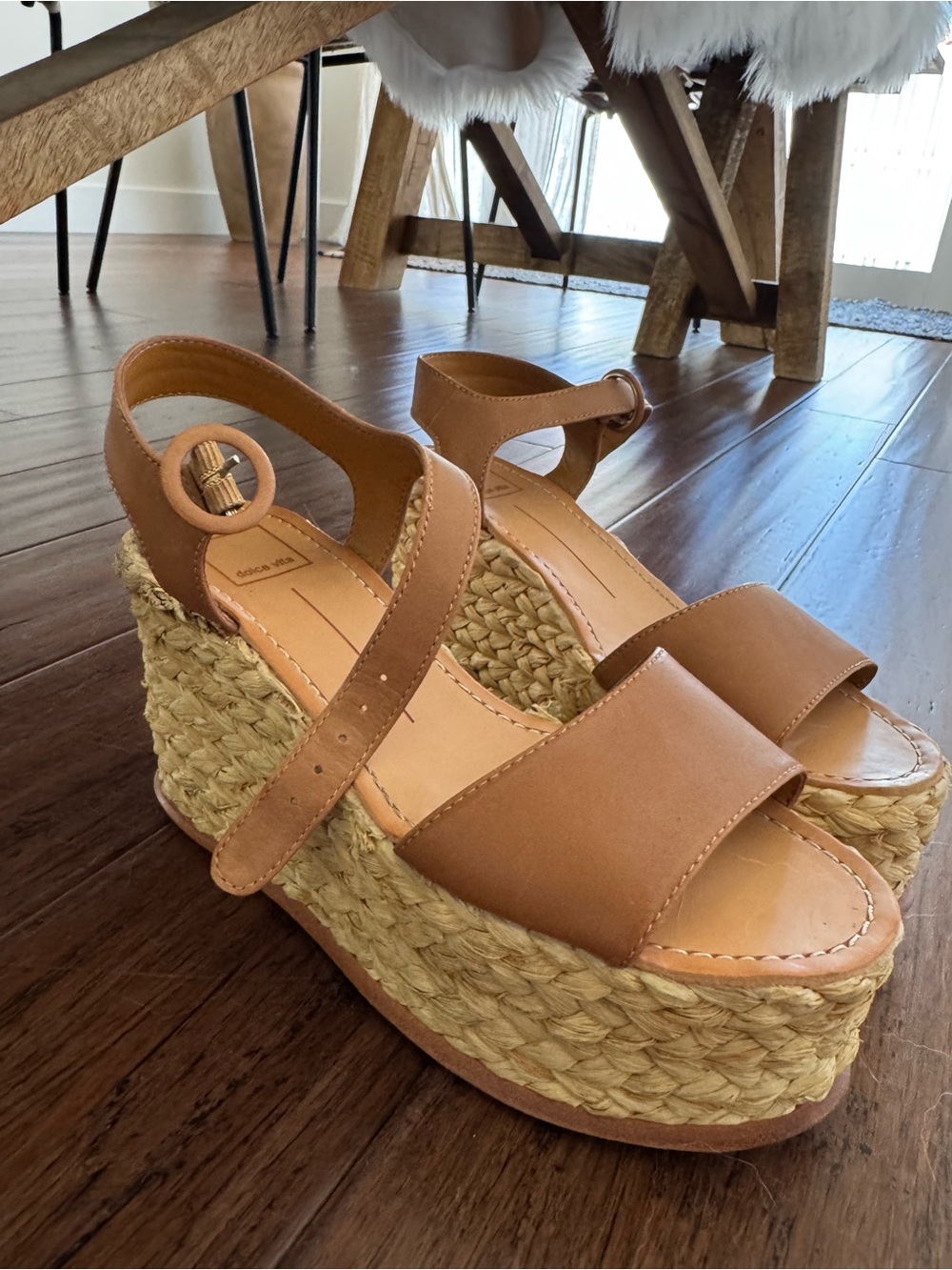 Dolce Vita Tan Braided Espadrille Platform Wedges